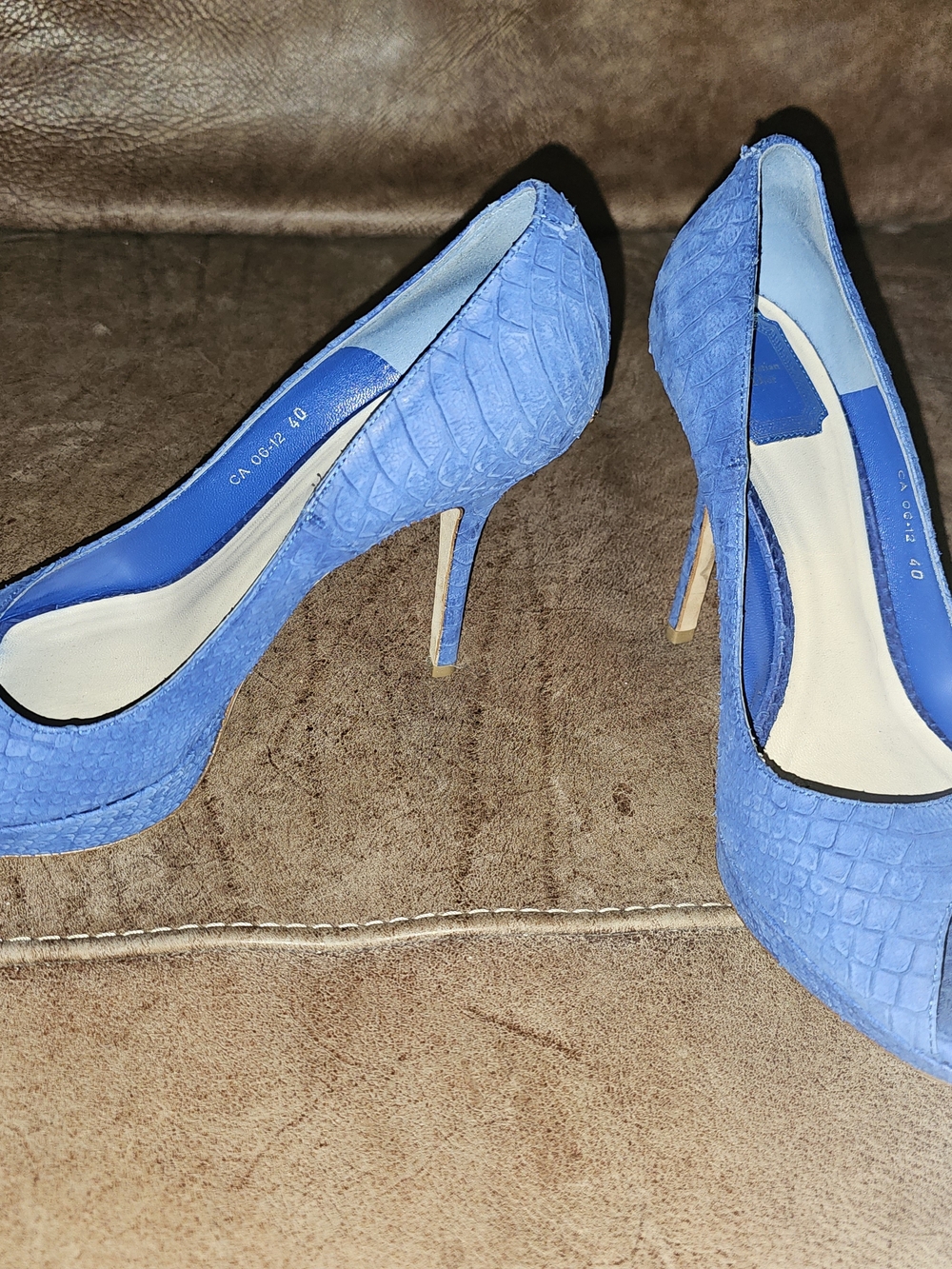 Dior Blue Python Women's Textured High Heel Pumps